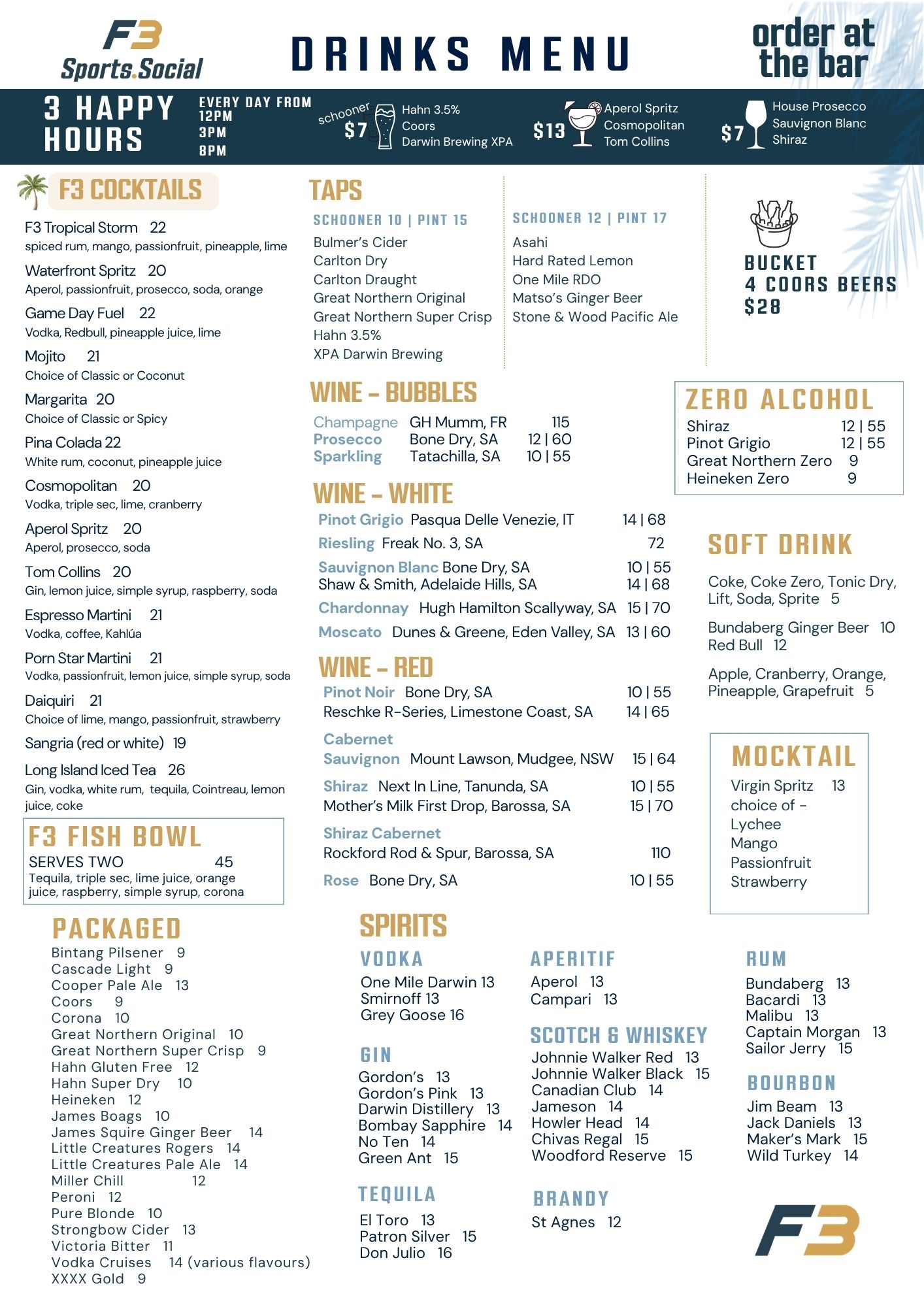 Drinks menu